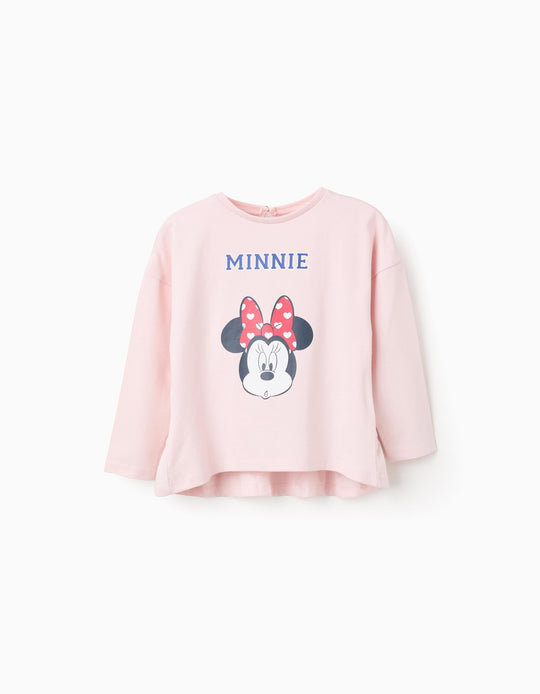 Long Sleeve Cotton T-shirt for Baby Girls 'Minnie', Pink