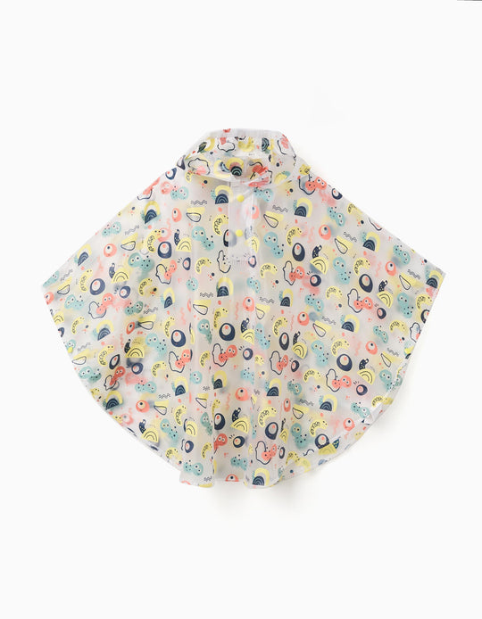 Waterproof hooded poncho with motif for baby boys, transparent