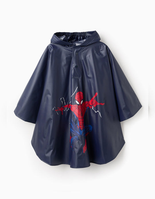 Waterproof Hooded Poncho for Boys 'Spiderman', Dark Blue