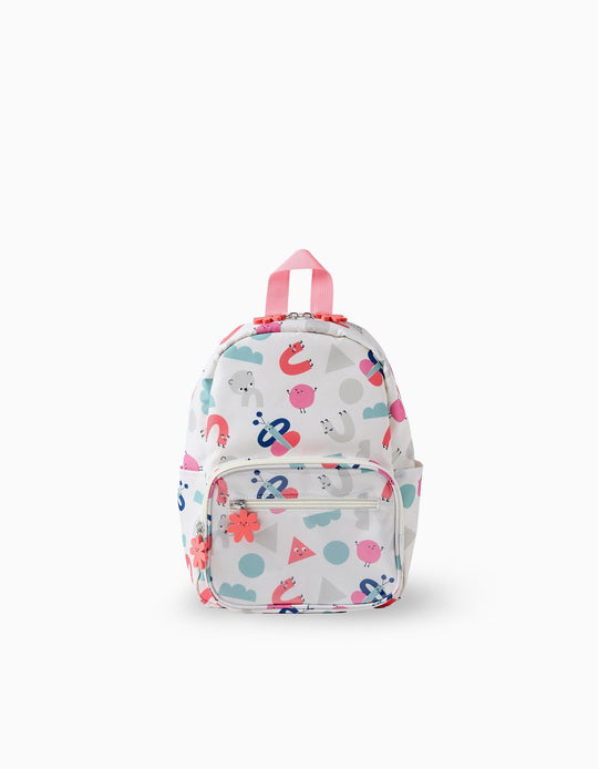 Colourful Patterned Backpack for Babies and Girls, White