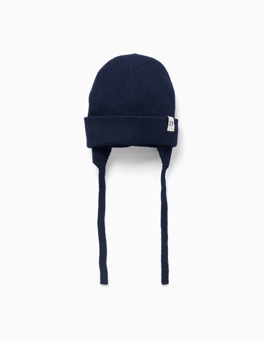 BEANIE KNITTED, DARK BLUE, XS