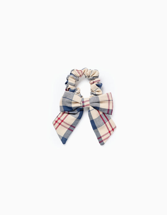 Checked scrunchie with bow for 'B&S' babies and girls, multicolour