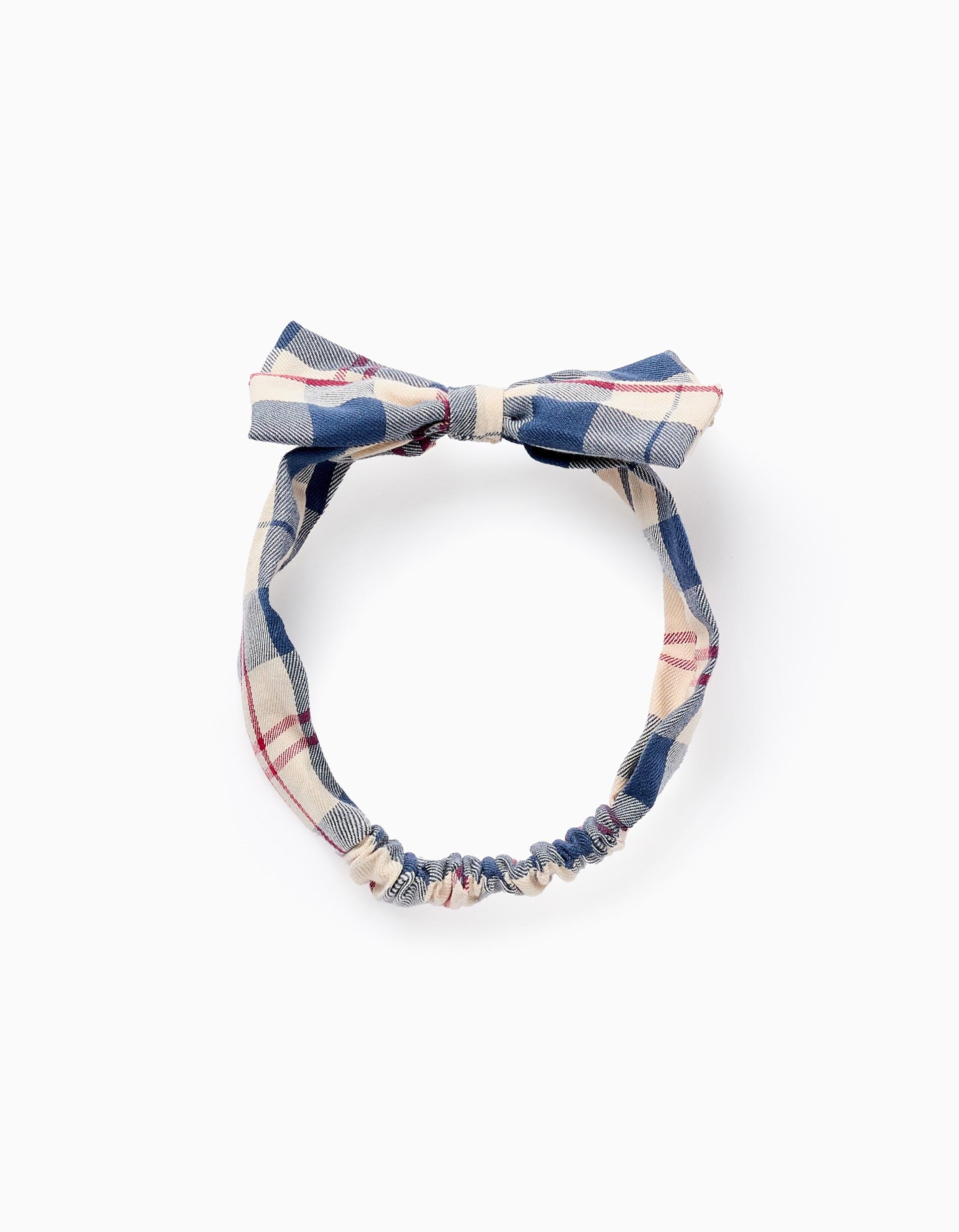 Checked elastic headband with bow 'B&S' for babies and girls, multicolour | Ziddy KSA