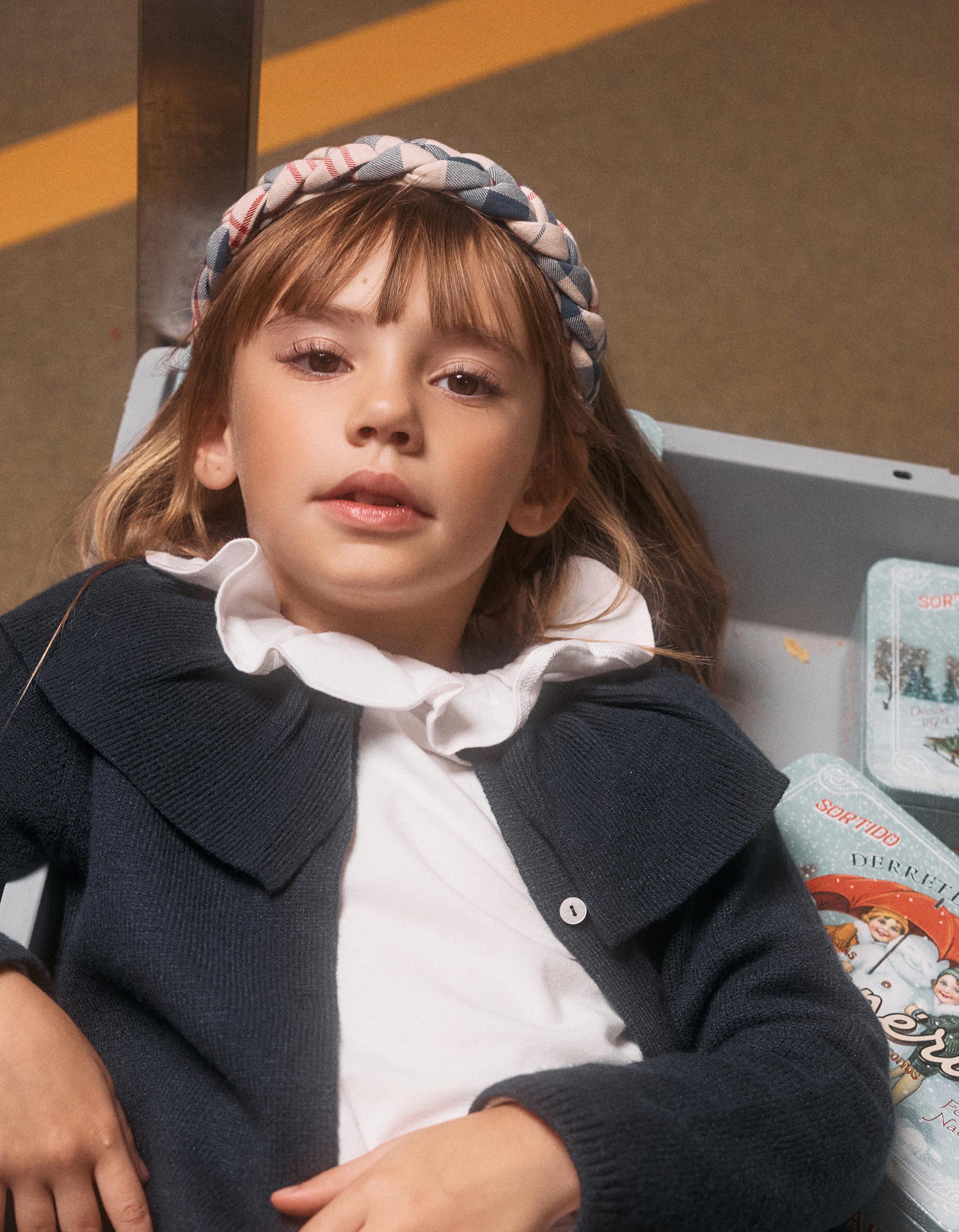 Checked braided headband 'B&S' for babies and girls, multicolour | Ziddy KSA