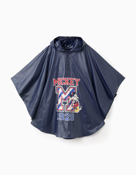 Waterproof hooded poncho with Mickey for babies and boys, dark blue