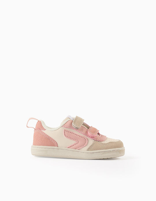 حذاء رياضي بإغلاق لاصق للرضع البنات "ZY Move"، بيج/زهري