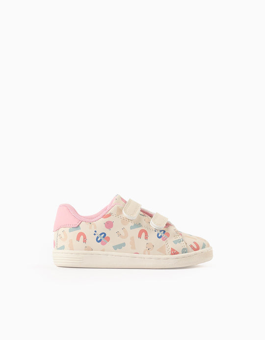 Trainers with Pattern and Touch-fasteners for Baby Girls, Beige/Pink