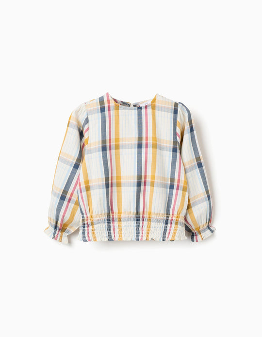 Checkered Cotton Blouse 'B&S' for Girls, Multicolour
