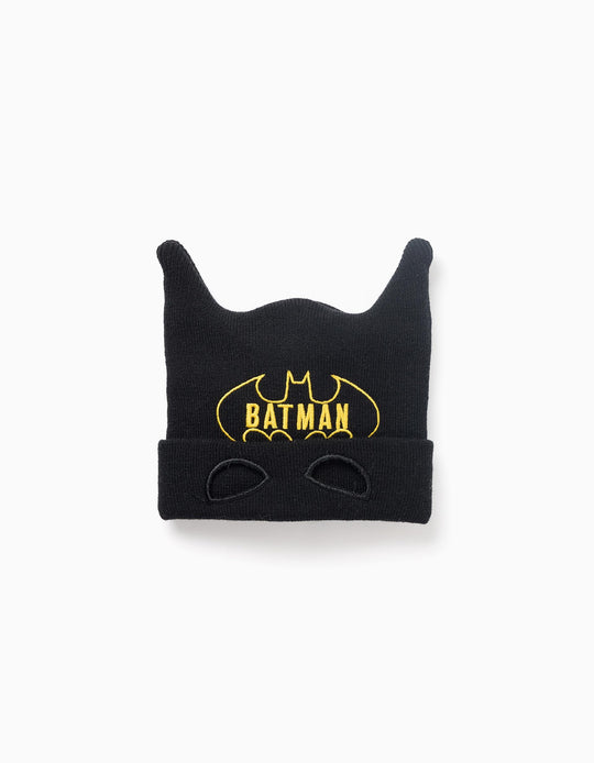 Batman cotton beanie with ears for boys, black