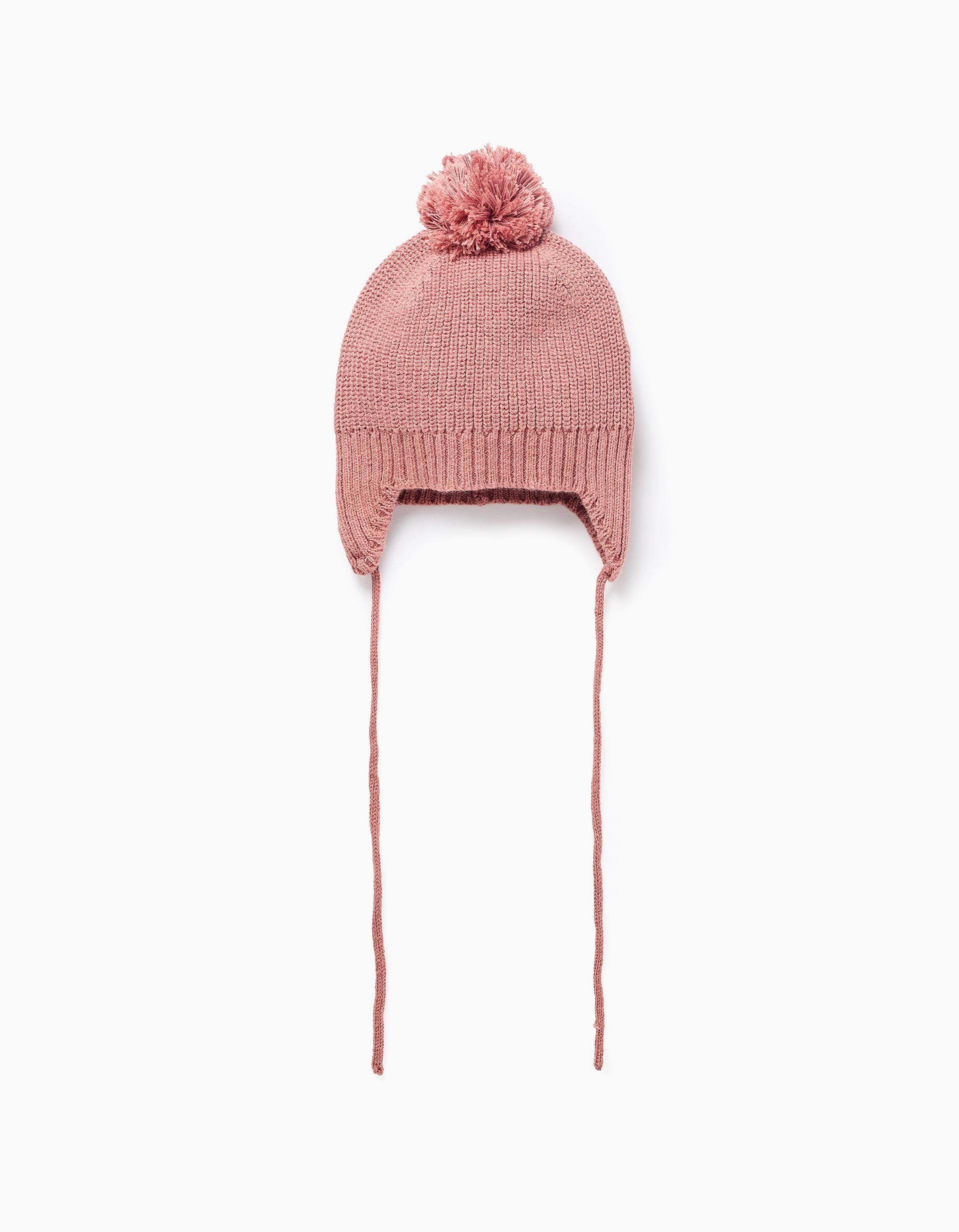 BEANIE WITH POMPOM, PINK, 3/6M | Ziddy KSA