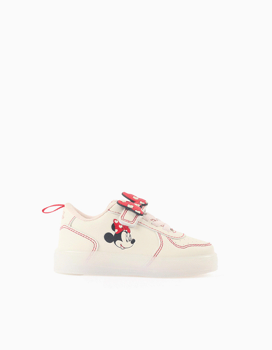 Light-Up Trainers for Baby Girls 'Minnie', Beige/Red