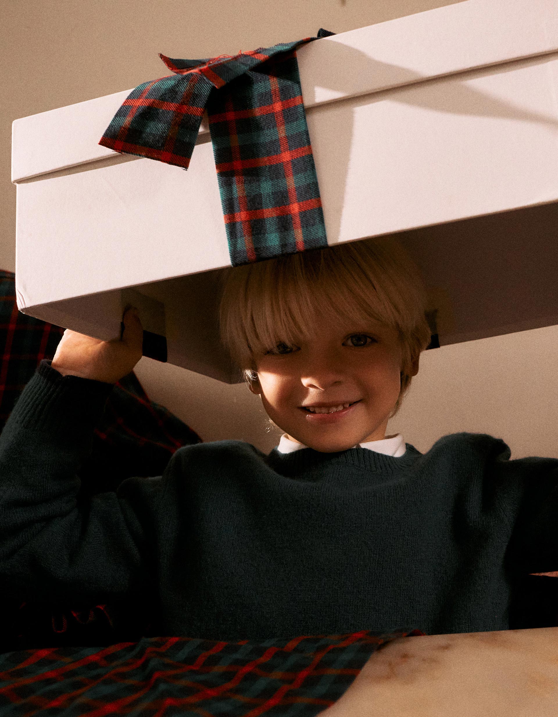 Knitted jumper in a wool blend for boys, green/dark blue | Ziddy KSA