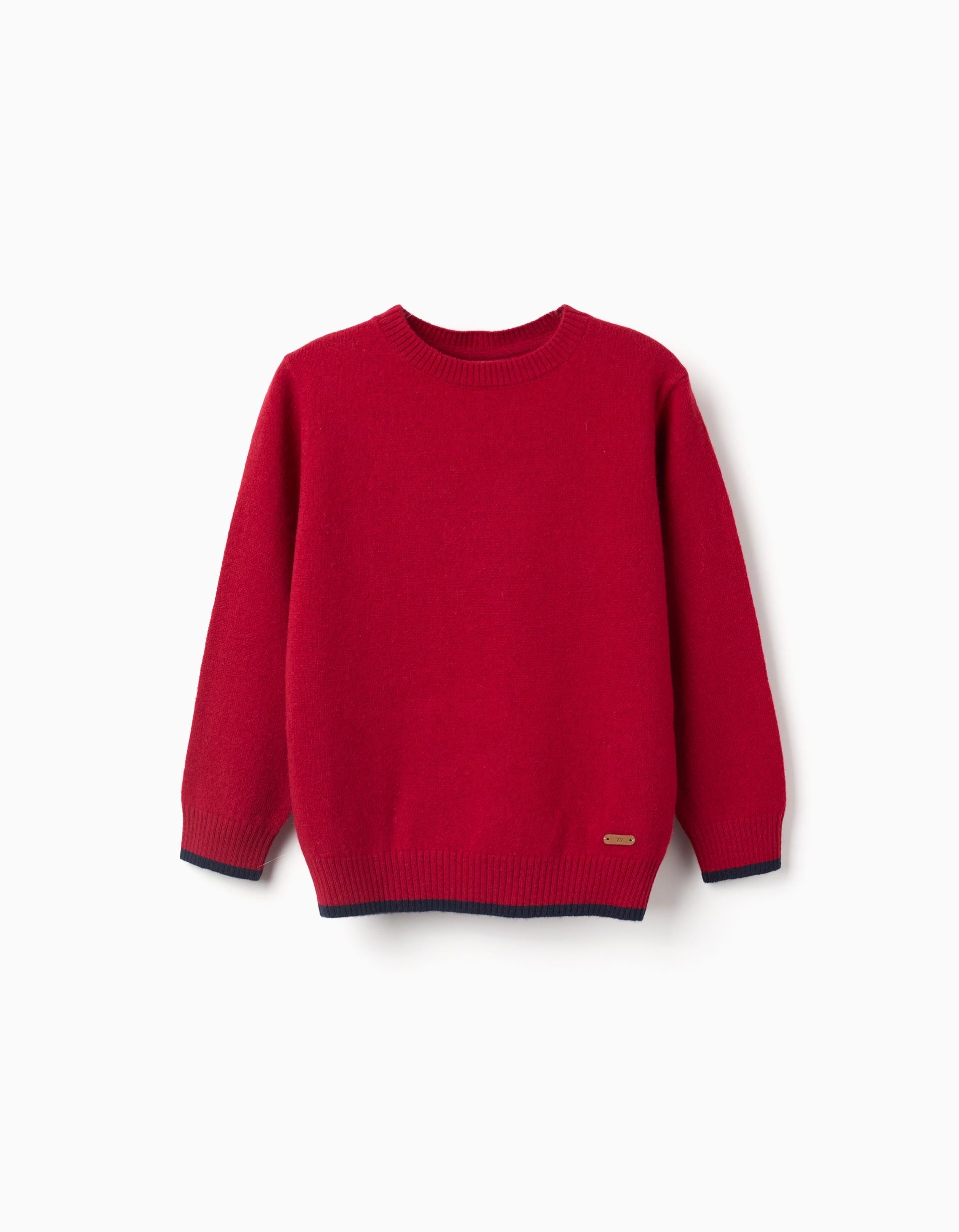 Knitted jumper in a wool blend for boys, red/dark blue | Ziddy KSA