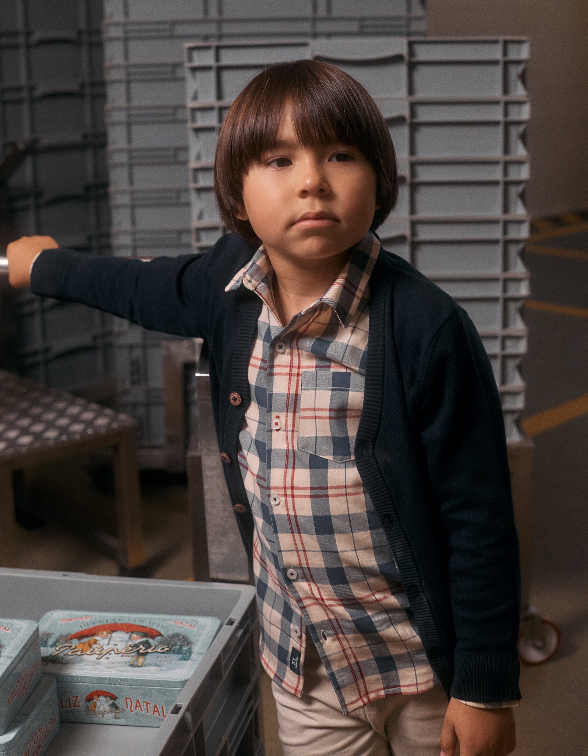 Cotton checked shirt 'B&S' for boys, beige/blue/red | Ziddy KSA