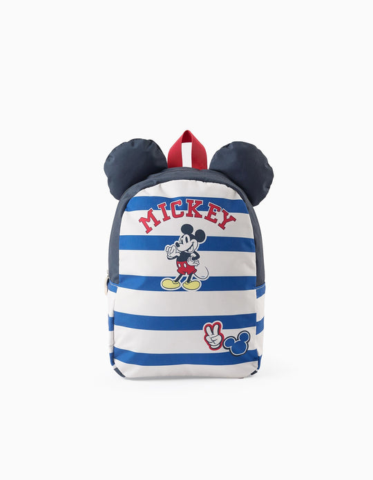 Striped Backpack with Ears for Babies and Boys 'Mickey', Blue/White
