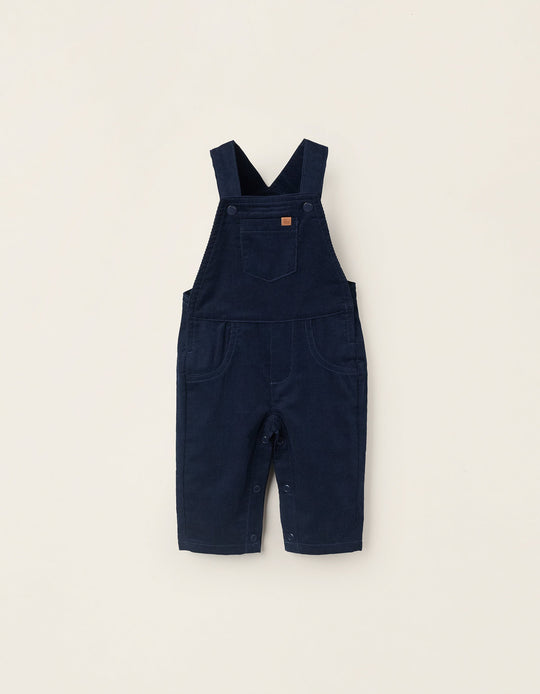 Corduroy Cotton Dungarees for Newborns, Dark Blue