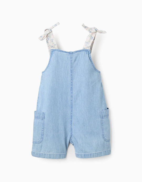 دنغري بطبعة زهرية للفتيات، أزرق/أبيض