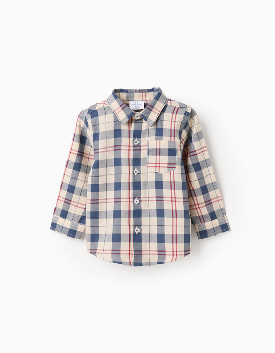 Cotton checked shirt 'B&S' for baby boys, beige/blue/red