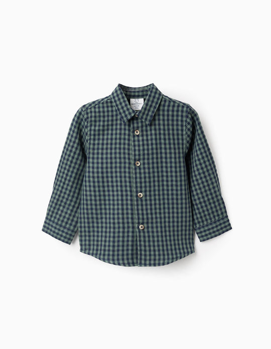 Cotton Shirt with Vichy Pattern for Baby Boys 'B&S', Green/Blue