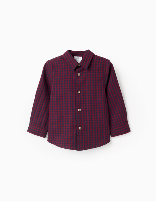 Cotton Shirt with Vichy Pattern for Baby Boys 'B&S', Red