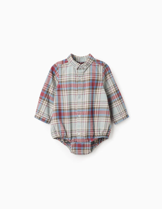Body-shirt with check pattern 'B&S' for newborn boys, multicolour