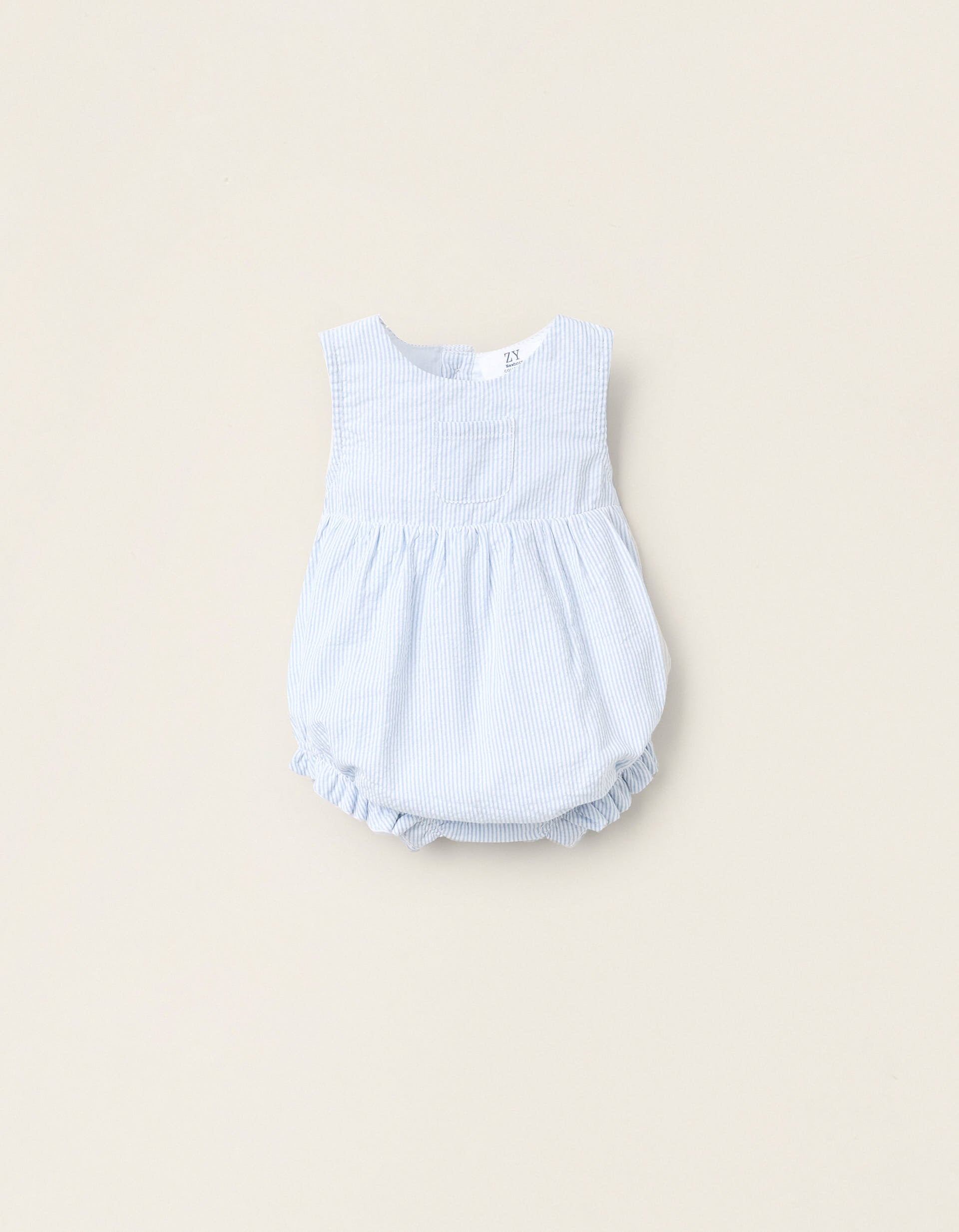 Striped Jumpsuit for Newborns, White/Blue