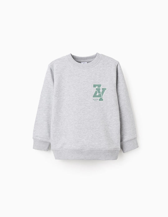 Sweatshirt with Chest Print for Boys 'ZY Archives', Mixed Grey