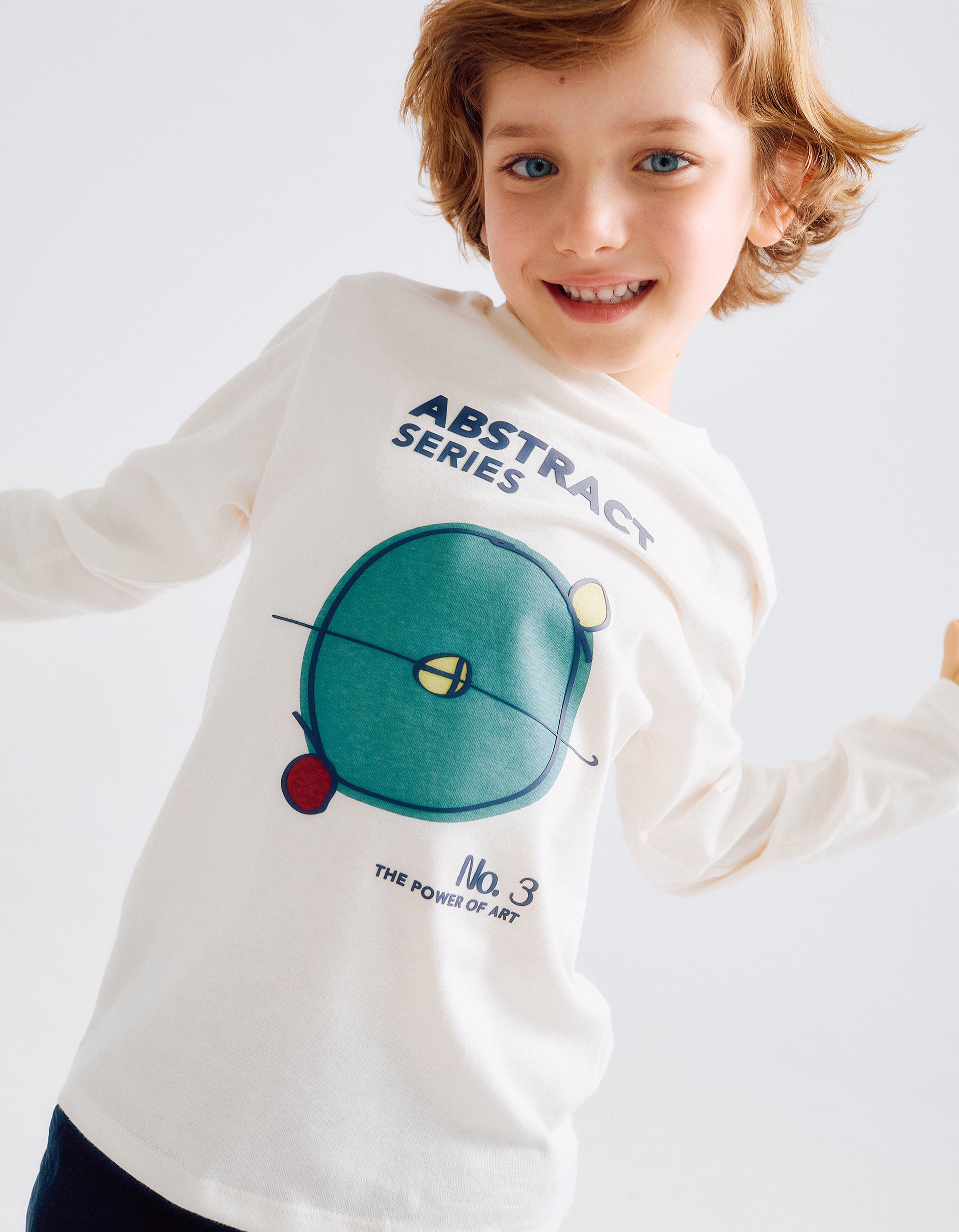 Long Sleeve T-Shirt for Boys 'The Abstract Series', Beige | La vie en Rose | KSA