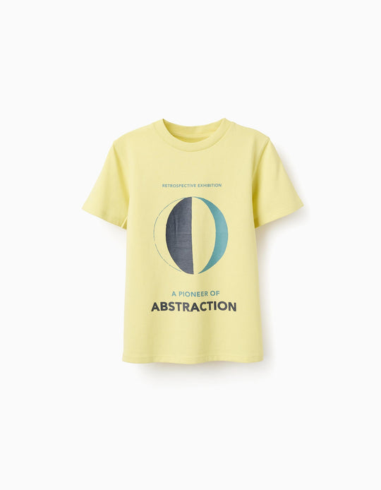 Cotton T-shirt with Front Print for Boys 'Abstraction', Yellow