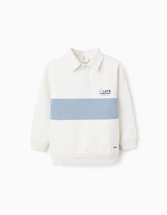 Cotton Sweatshirt for Boys 'Late Checkout', White/Blue