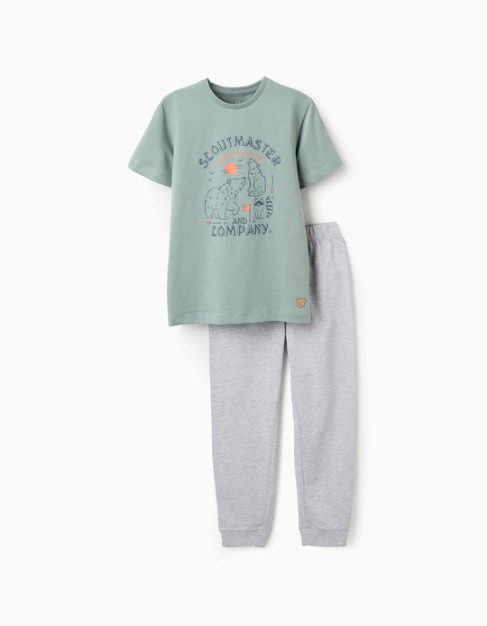 بيجاما قطن للأولاد "Scouts"، رمادي/أخضر