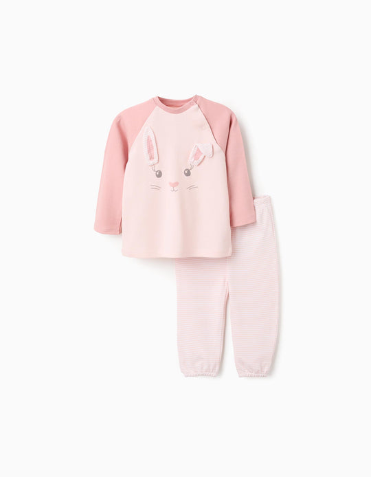 بيجاما قطن بأذنين للرضع البنات، زهري