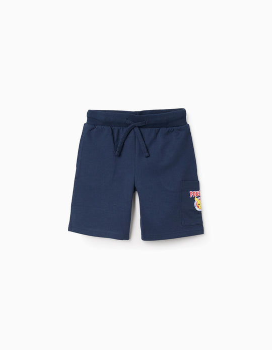 شورت قطن للأولاد "بيكاتشو"، أزرق داكن