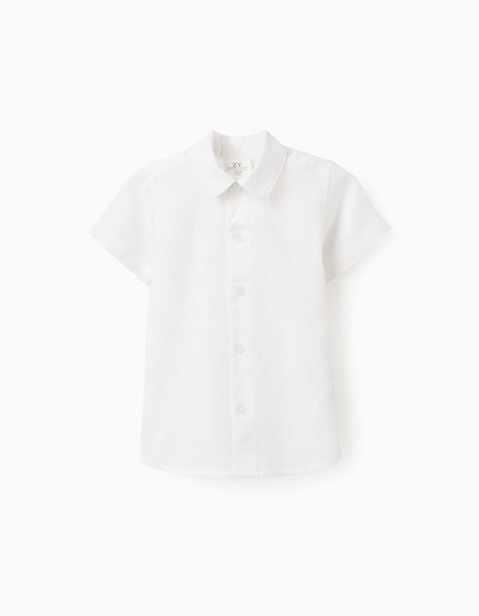 Textured Short Sleeve Shirt for Baby Boys 'B&S', White