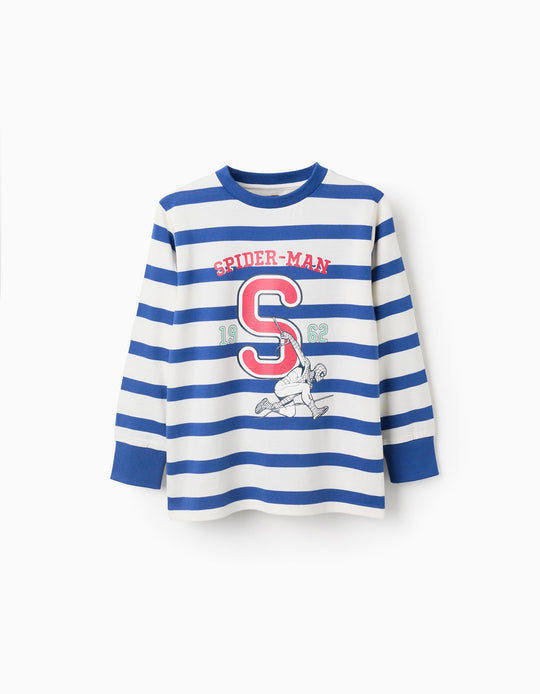 Long Sleeve T-shirt for Boys 'Spider-Man', White/Blue