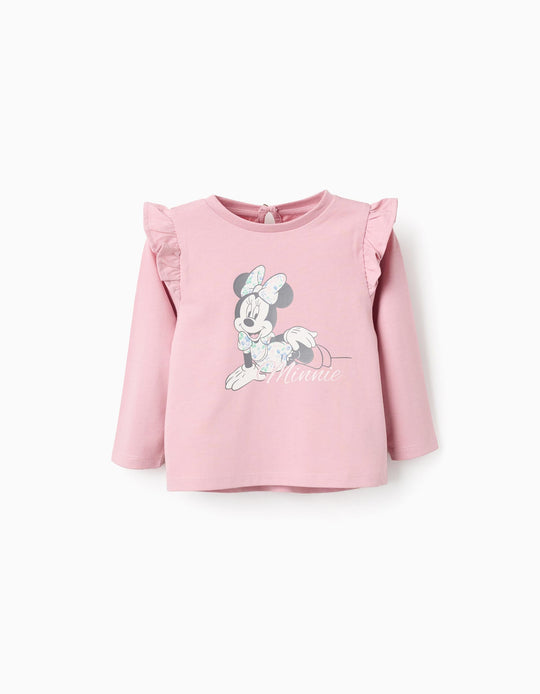 تيشيرت قطن بأكمام طويلة للفتيات الرضع "ميني"، زهري