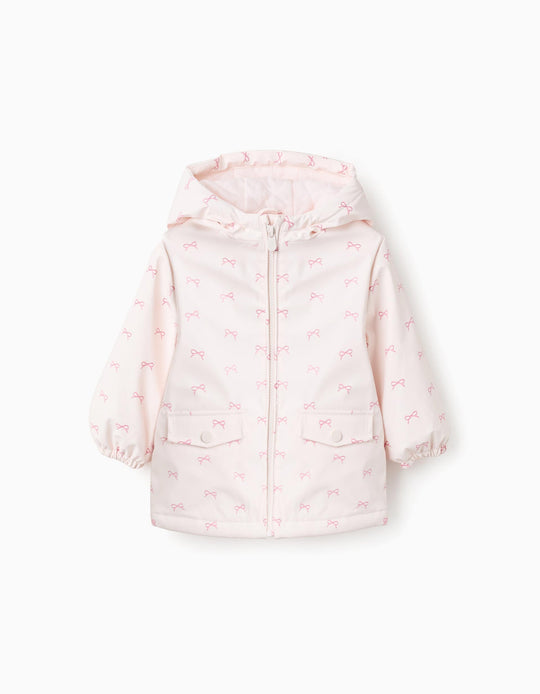 Rubber Parka with Hood for Baby Girls 'Ties', Pink