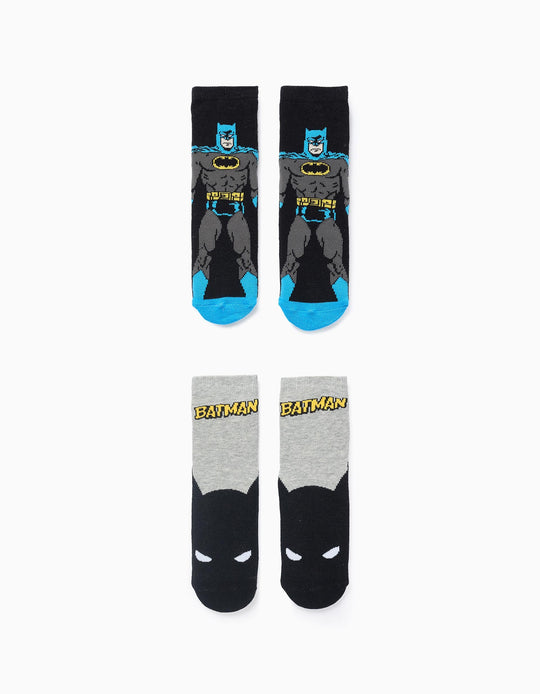 Pack of 2 Pairs of Non-Slip Socks with Batman for Boys, Black/Grey