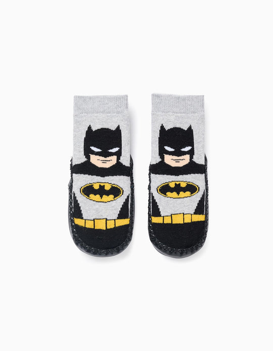 Socks-Slippers with Batman Motif for Boys, Grey/Black