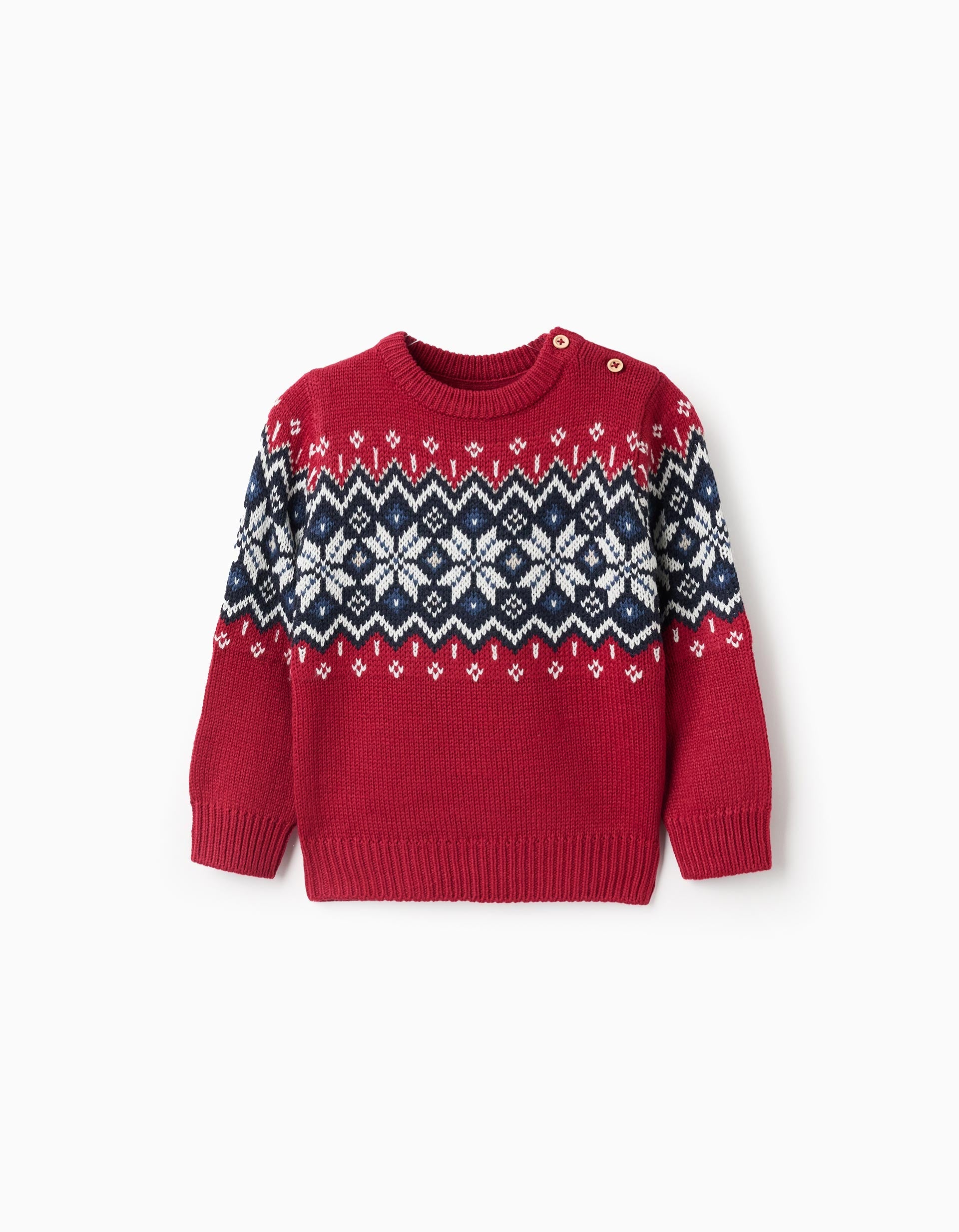 Christmas Jacquard Knitted Jumper for Baby Boys, Red | Ziddy KSA