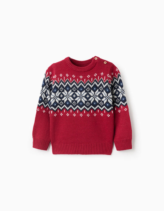 Christmas Jacquard Knitted Jumper for Baby Boys, Red