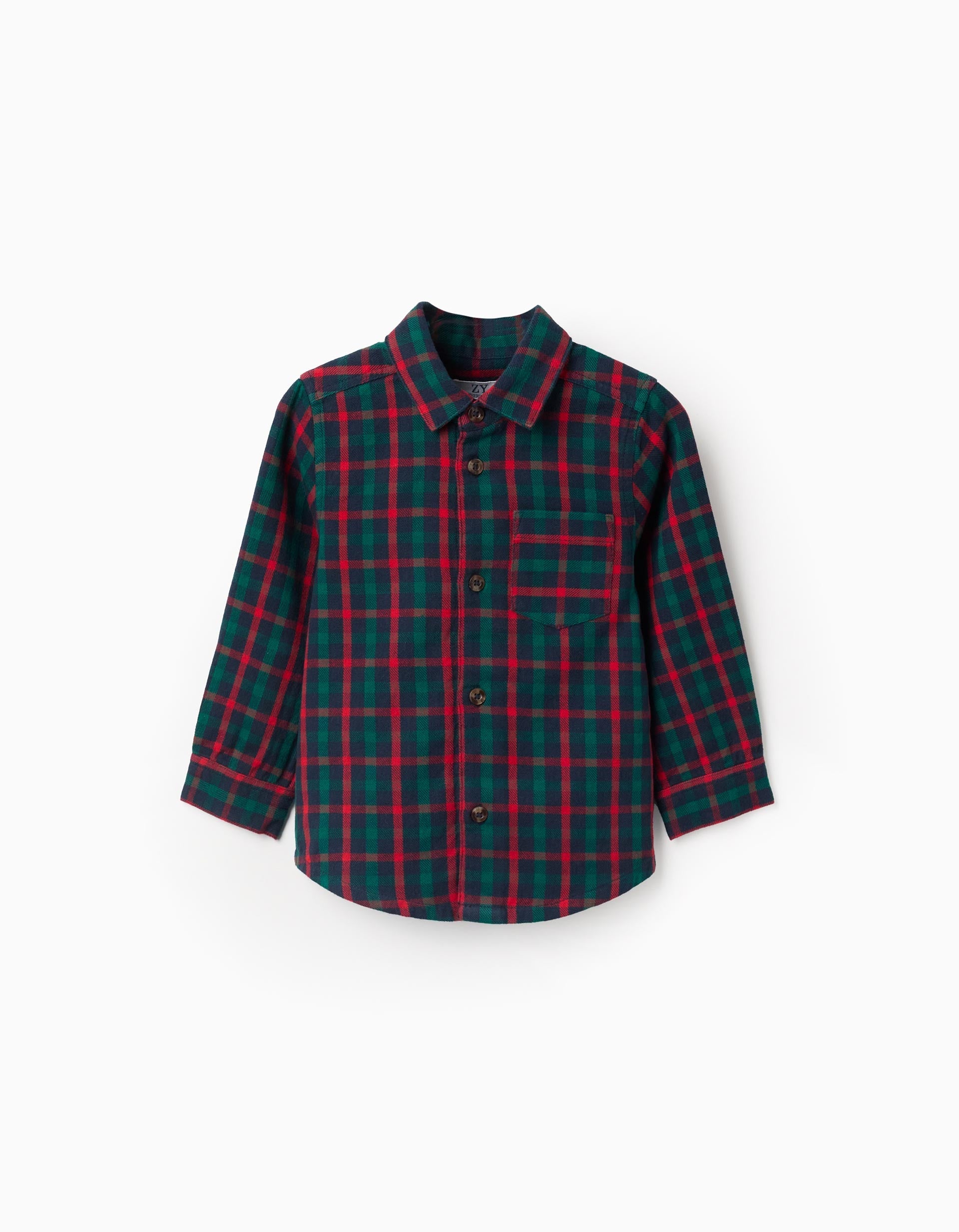 Long-sleeve checked cotton shirt 'B&S' for baby boys, multicolour | Ziddy KSA