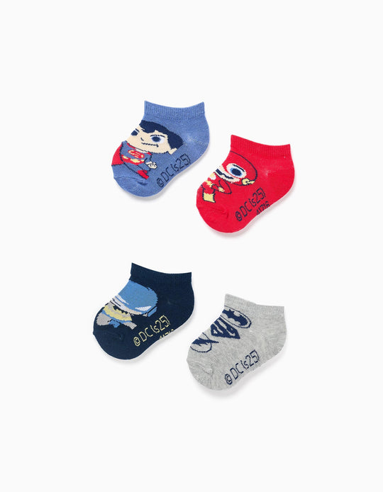 Pack 4 Pairs of Super Friends' Ankle Socks for Baby Boys, Multicolour