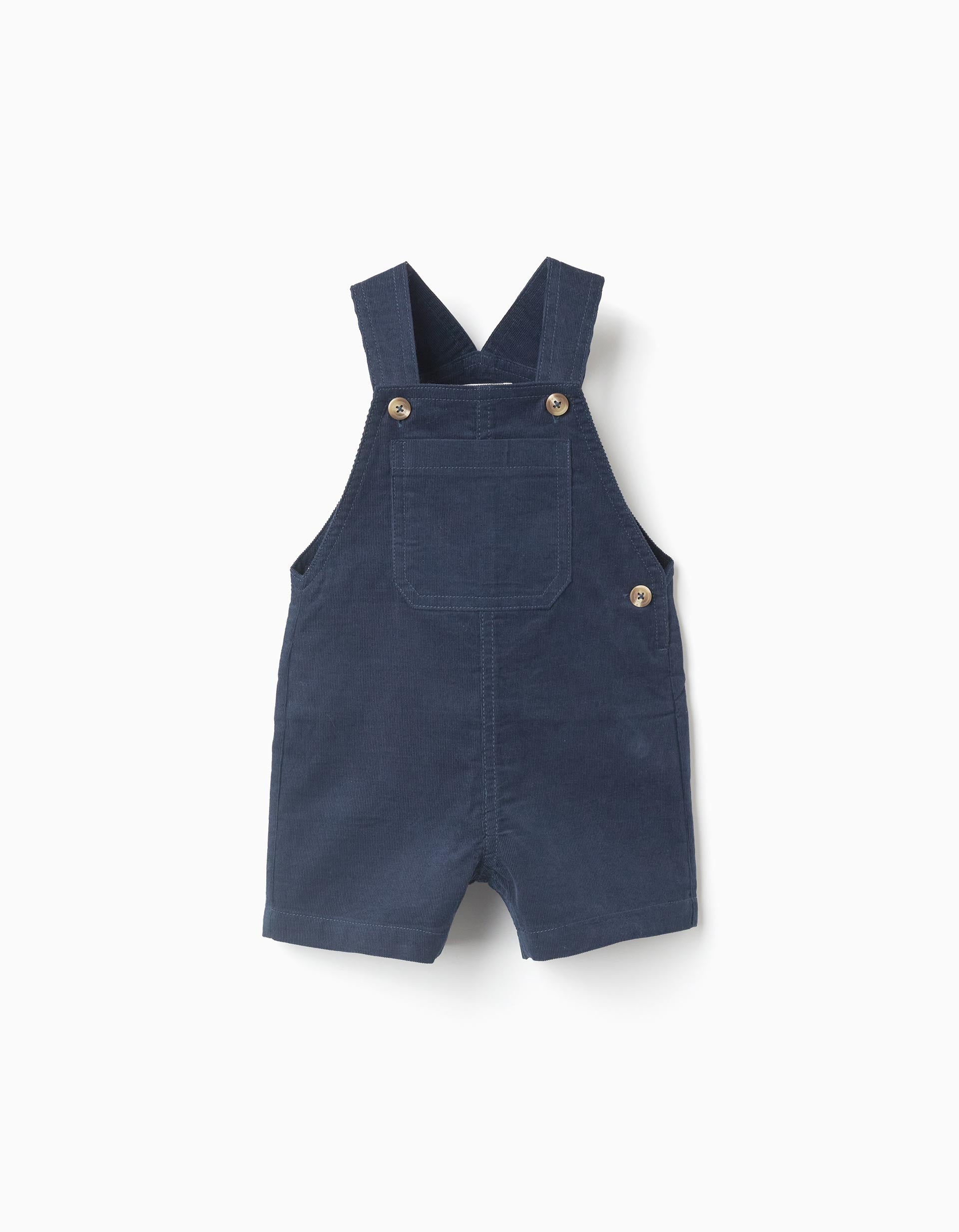 Corduroy dungarees with front pocket 'B&S' for baby boys, dark blue | Ziddy KSA