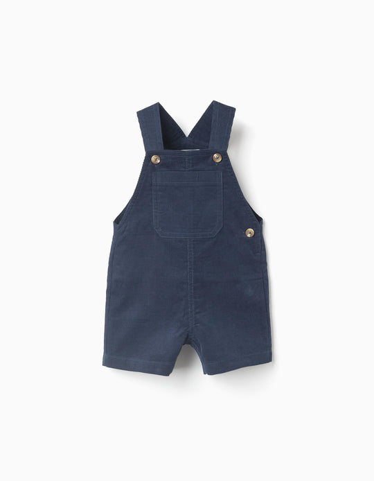 Corduroy dungarees with front pocket 'B&S' for baby boys, dark blue