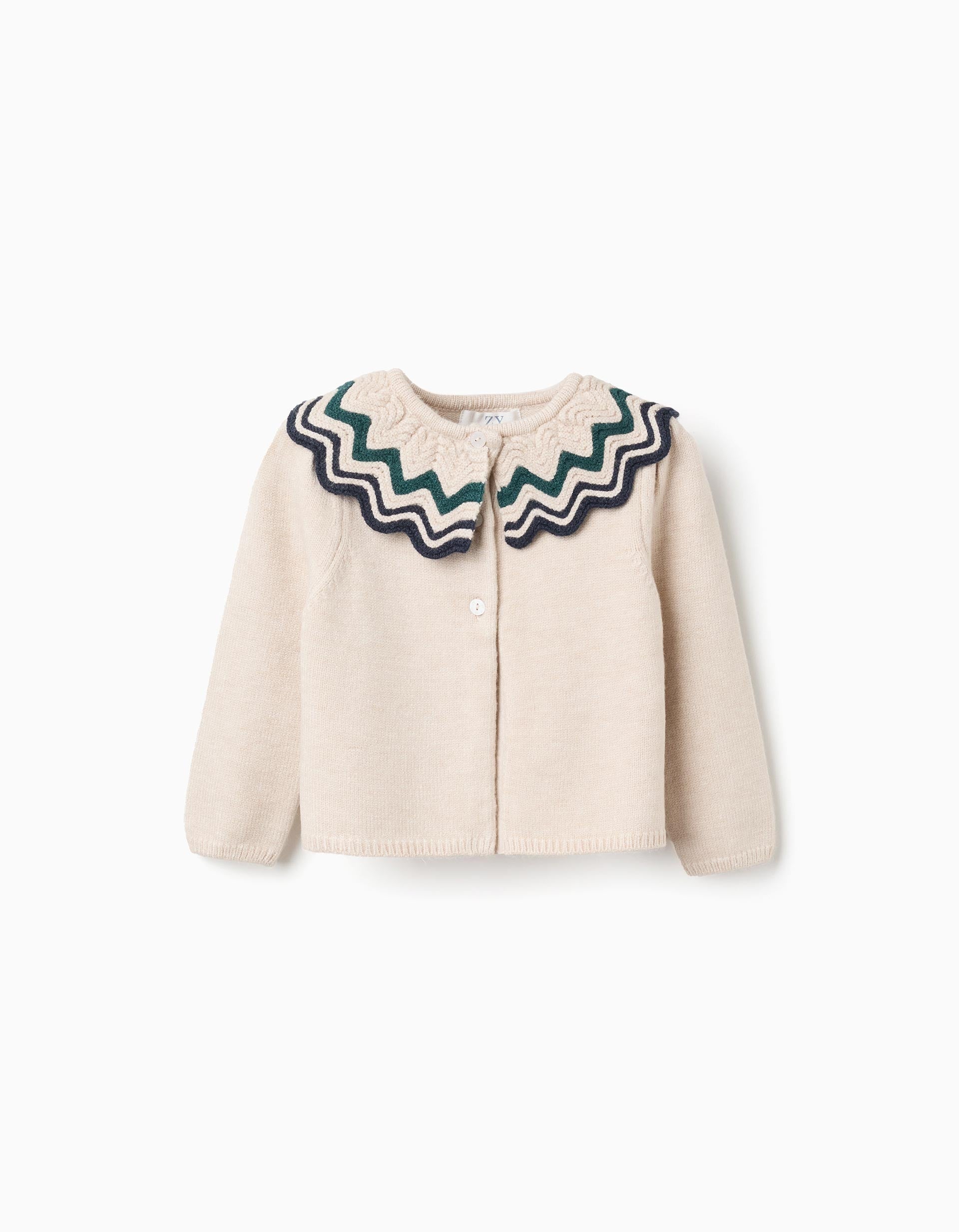 Knit cardigan with maxi collar B&S for baby girls, multicolour | Ziddy KSA