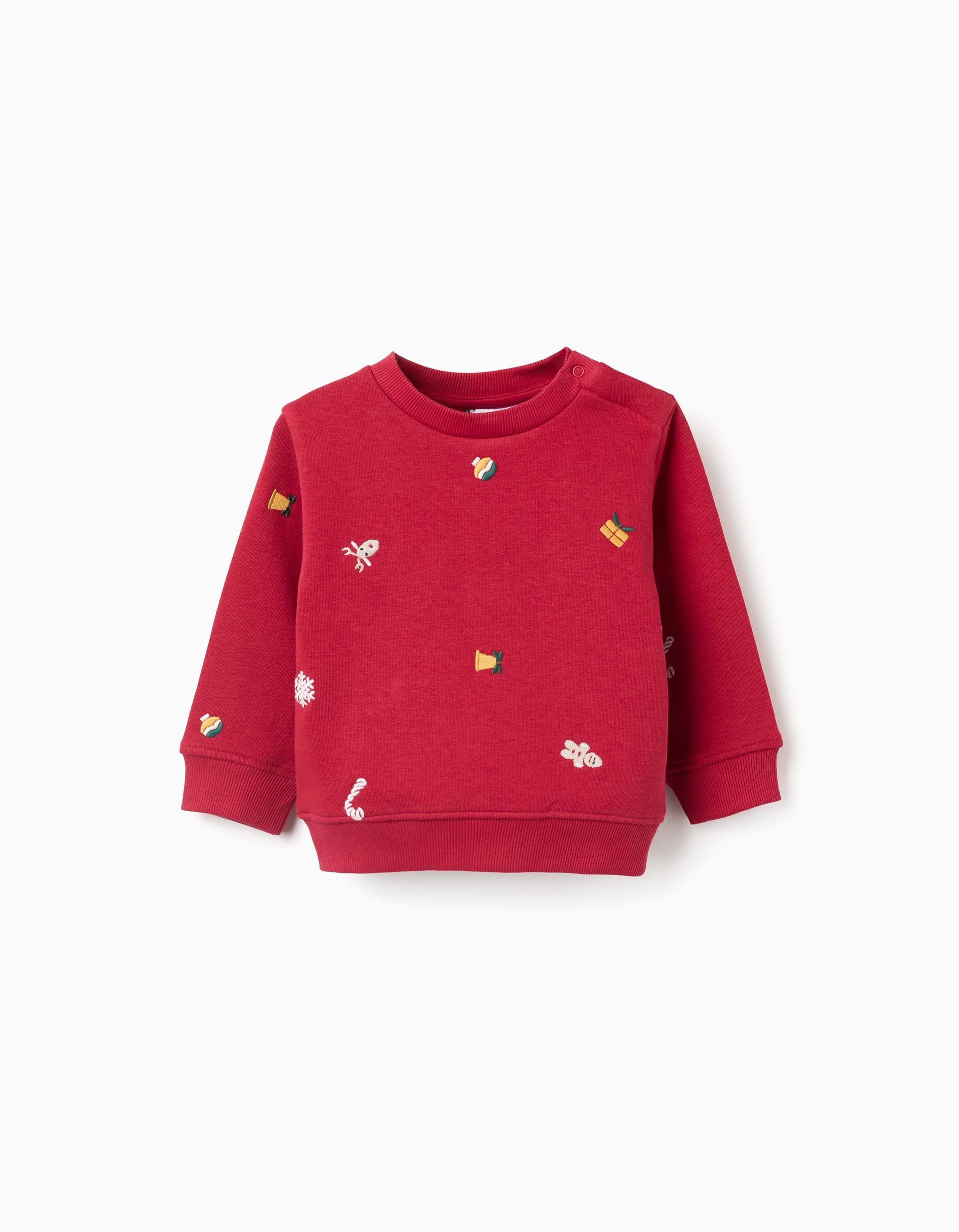 Brushed sweatshirt with Christmas embroidery for baby boys, red | Ziddy KSA