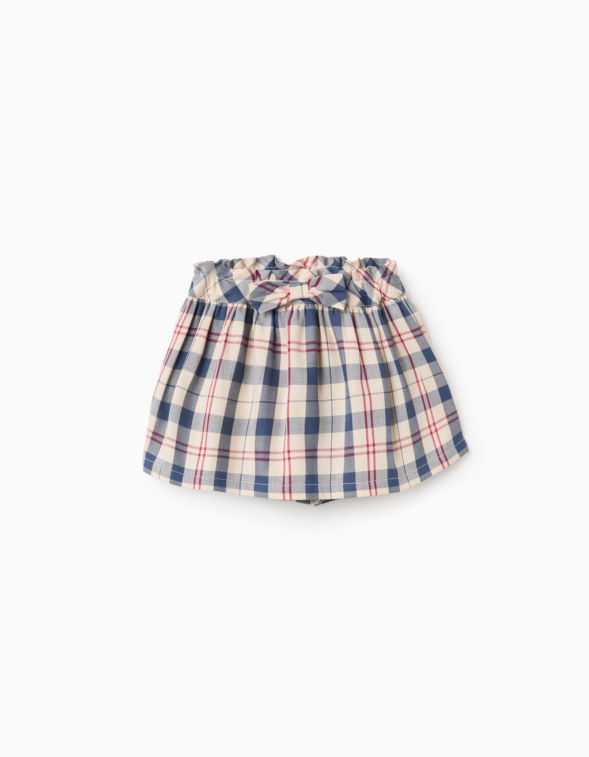 Checked Cotton Skort for Baby Girls 'B&S', Beige/Blue/Red | Ziddy KSA