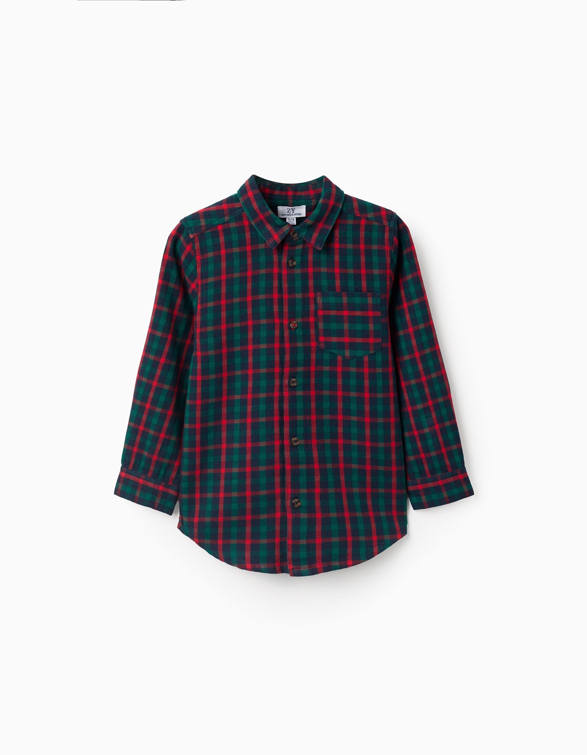 Long-sleeve checked cotton shirt 'B&S' for boys, multicolour | Ziddy KSA