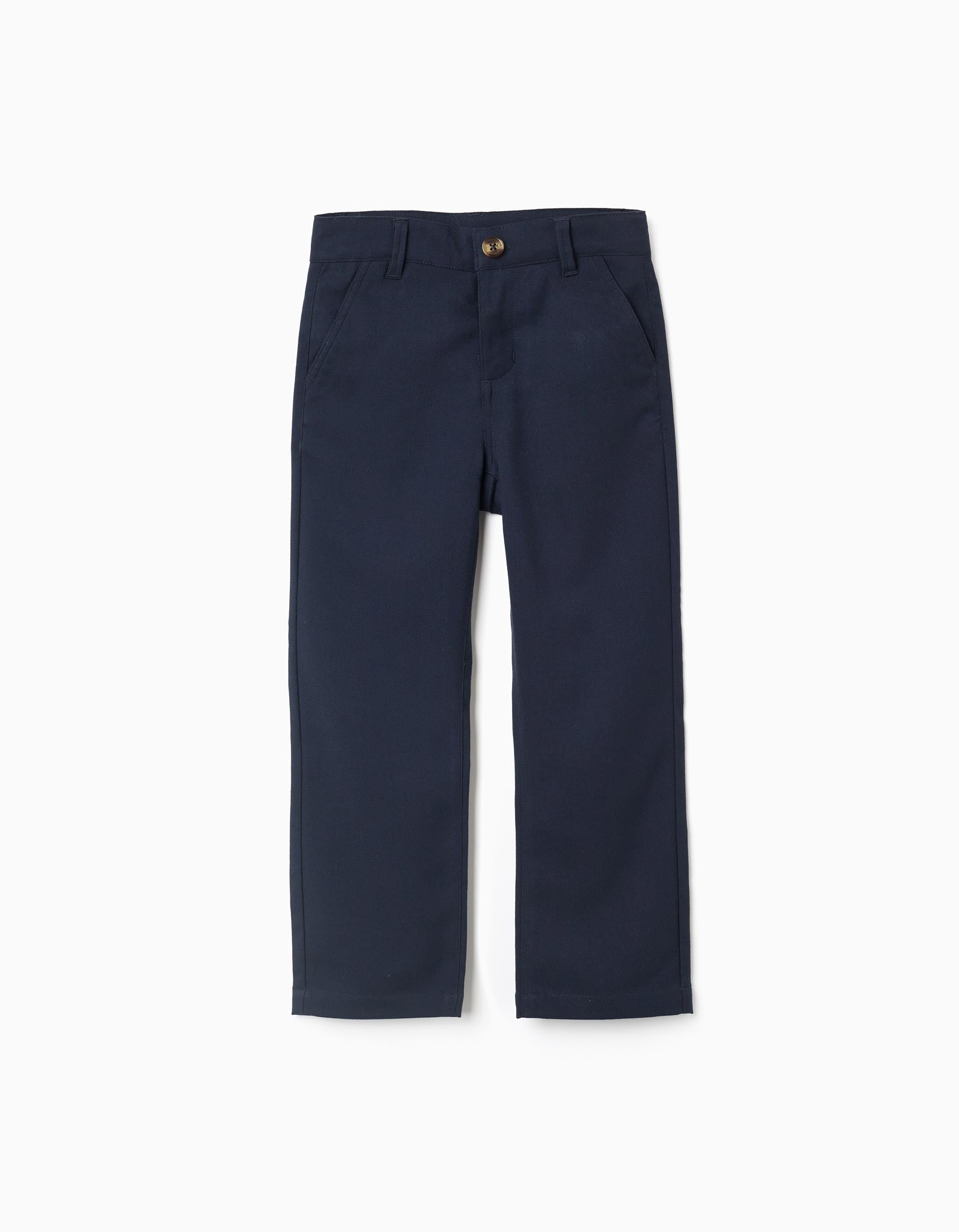 Slim twill chino trousers B&S for boys, dark blue | Ziddy KSA